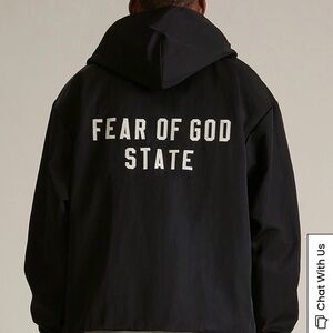 Fear of God Essentials Black Textured Nylon Hooded Jacket coat Large mens
